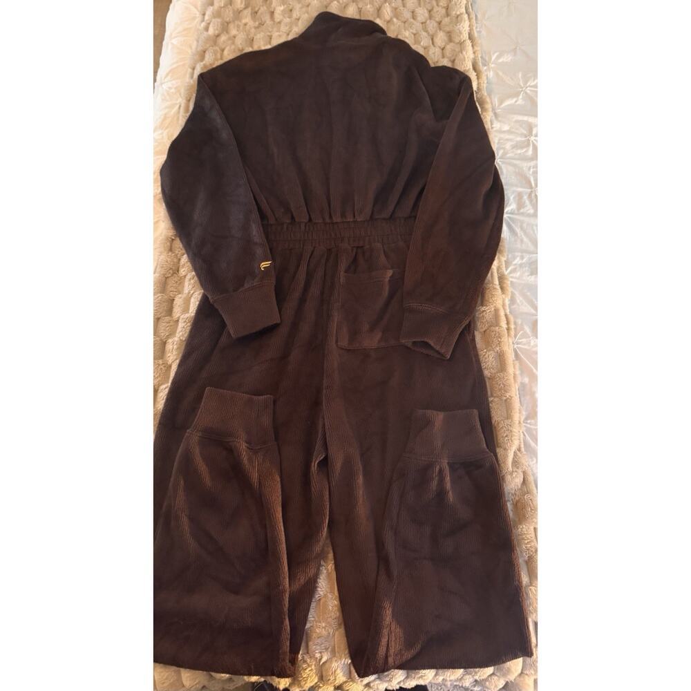 FABLETICS Cozy Cord Zip Jumpsuit Brown Solid Corduroy Women Size S - Picture 4 of 6